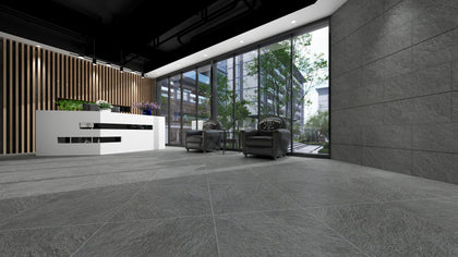 Sandstone Storm Pebble tiles in a room setting