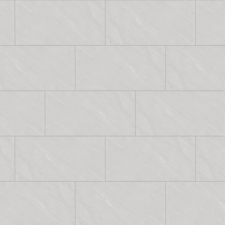 Mist Quartz 300 x 600 mm tiles laid in a one-third offset with 2 mm grout (layout illustration)