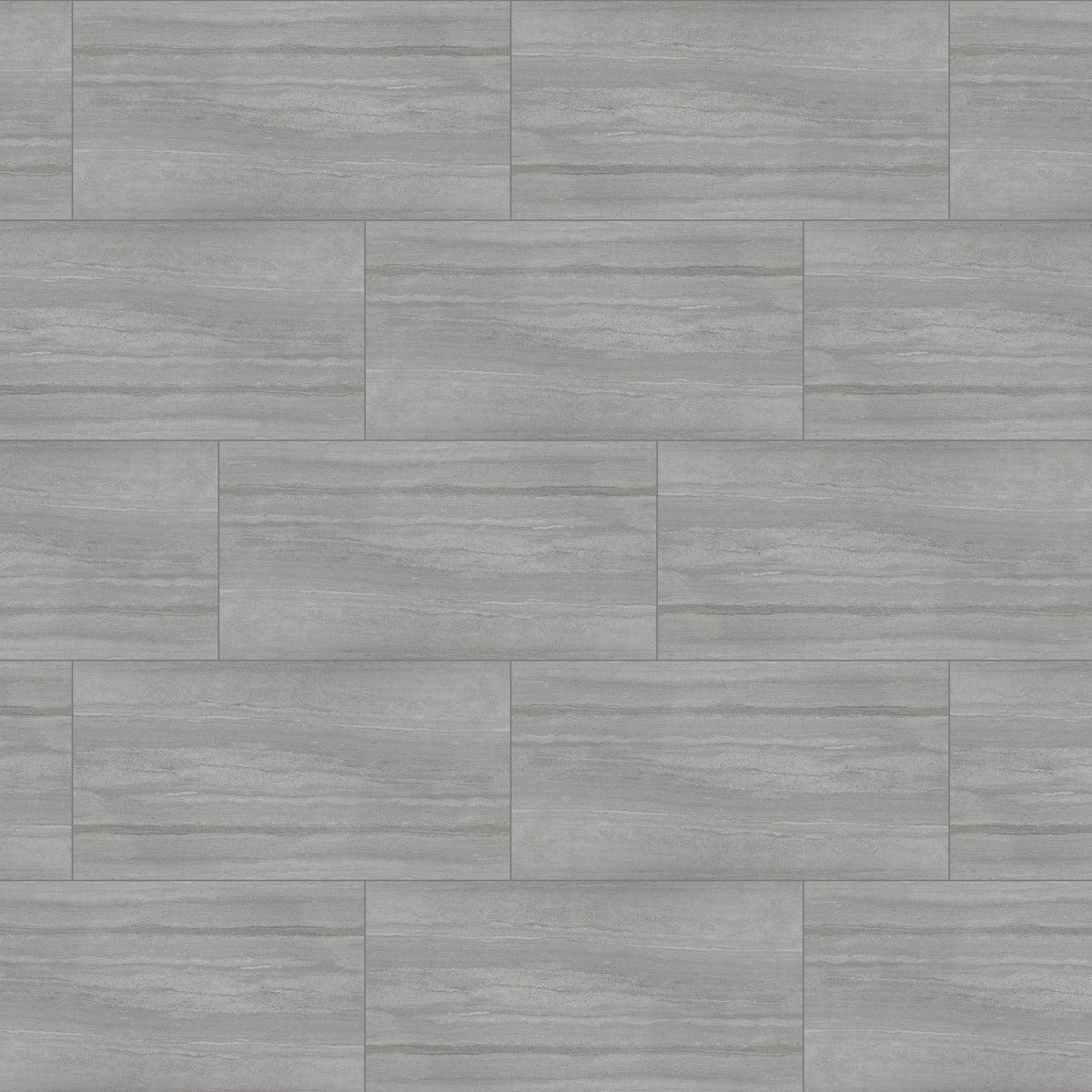 Silver Strata 300 x 600 mm tiles laid in a one-third offset with 2 mm grout (layout illustration)