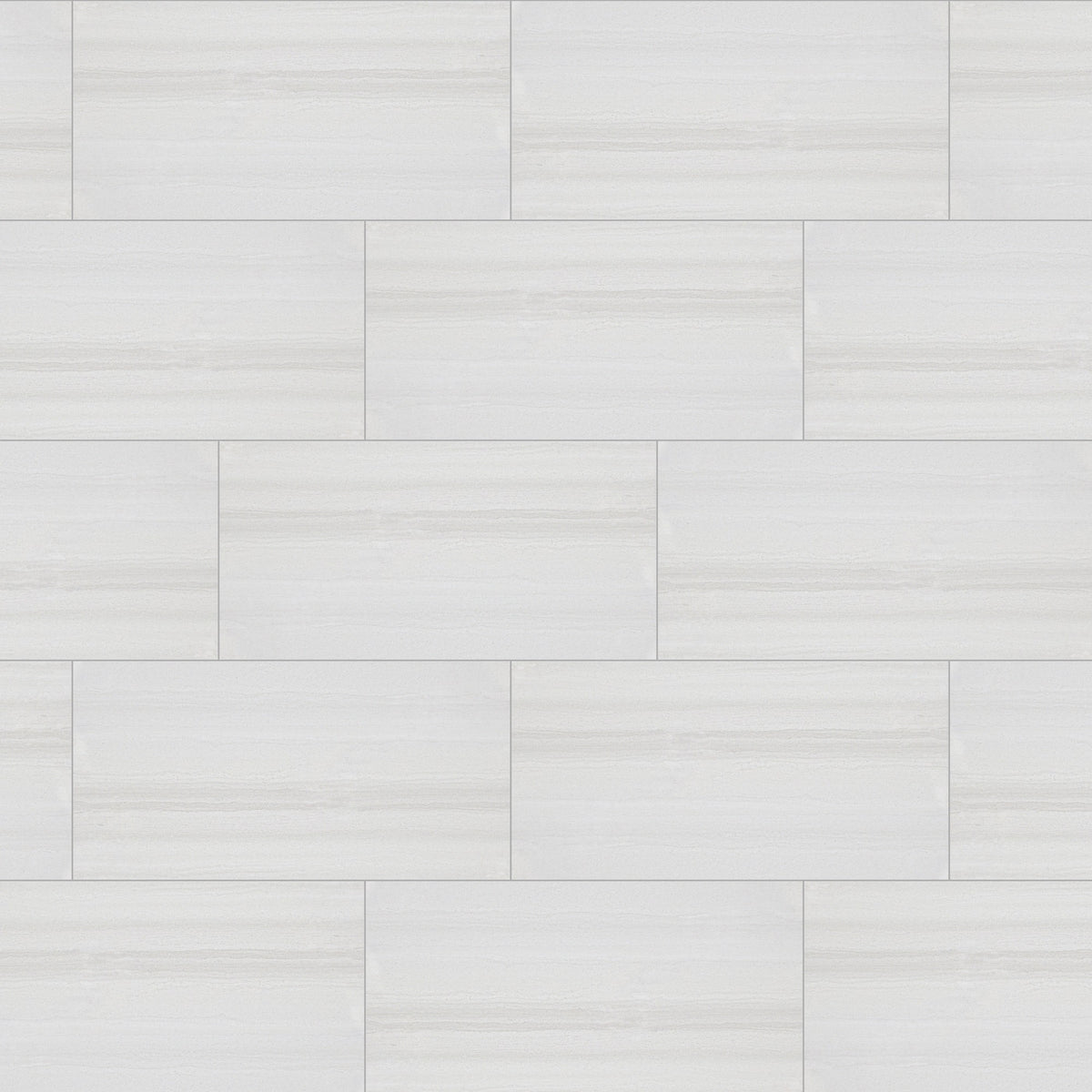 White Strata 300 x 600 mm tiles laid in a one-third offset with 2 mm grout (layout illustration)
