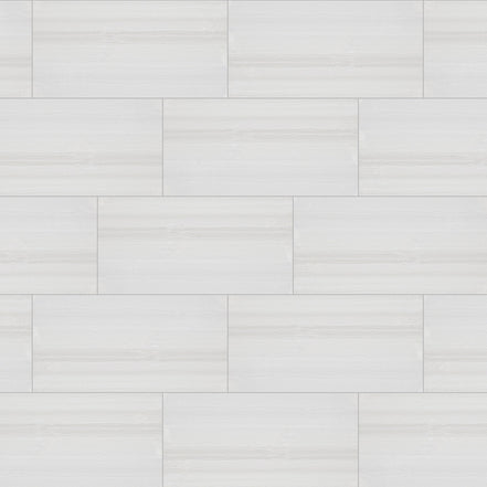 White Strata 300 x 600 mm tiles laid in a one-third offset with 2 mm grout (layout illustration)