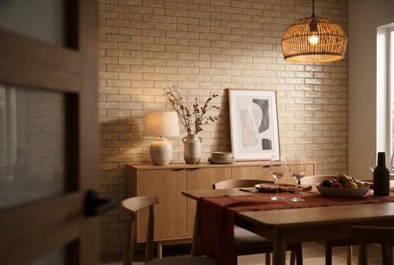 Naples tile in a dining room (illustration)