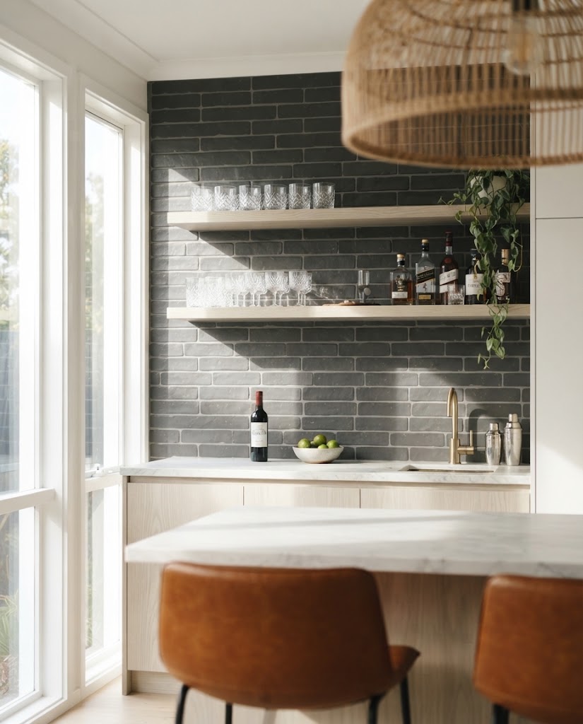 Basalt tile in a kitchen (illustration)