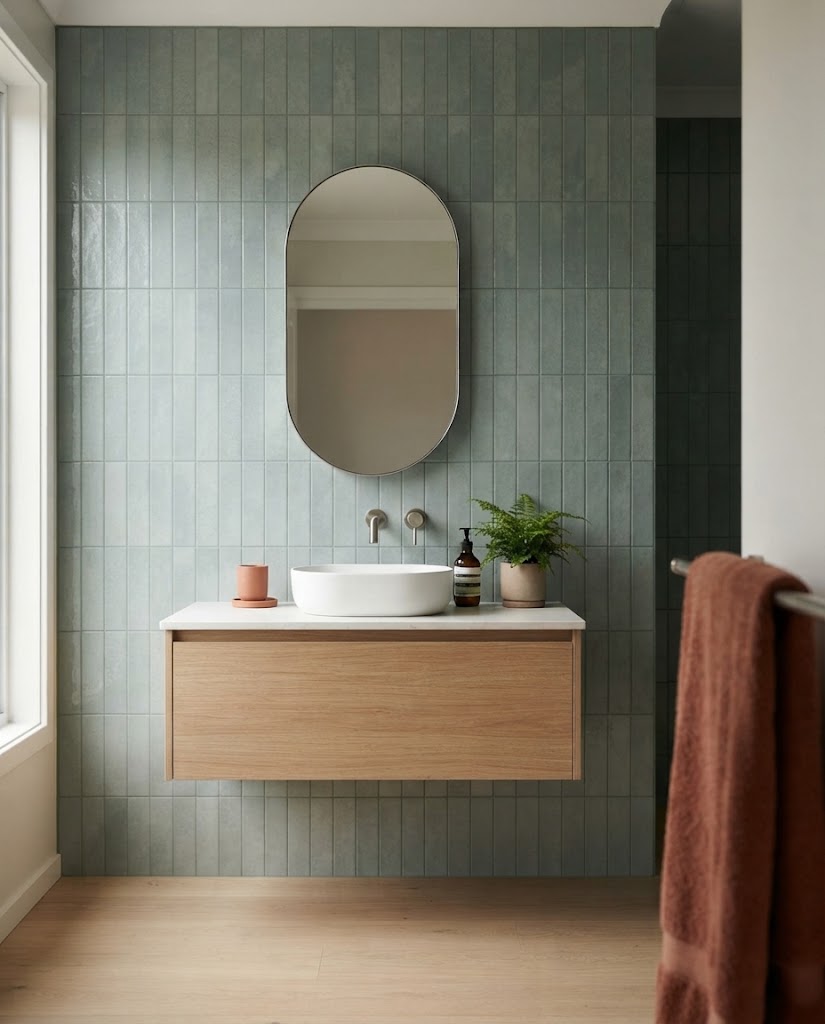 Eucalyptus tile in a bathroom (illustration)