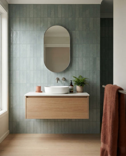 Eucalyptus tile in a bathroom (illustration)