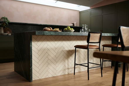 Vellum tile in a kitchen island (illustration)