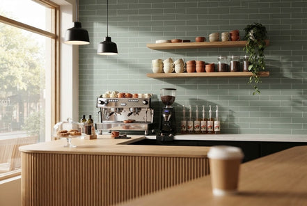 Celadon tile in a café (illustration)