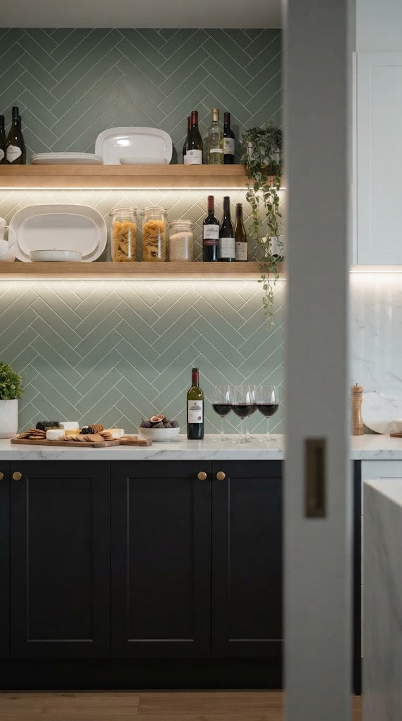 Celadon tile in a butler's pantry (illustration)