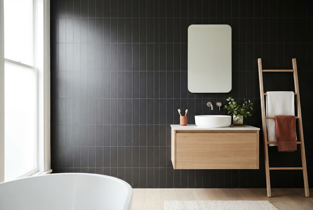 Carbon tile in a bathroom (illustration)