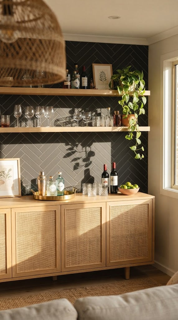 Carbon tile in a home bar (illustration)