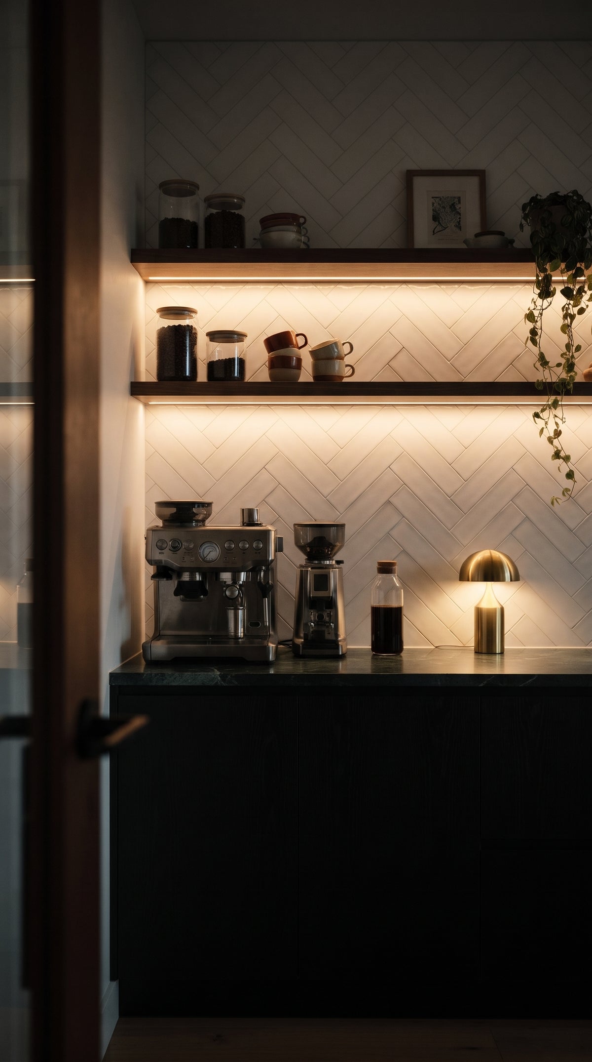 Calcite tile in a coffee nook (illustration)