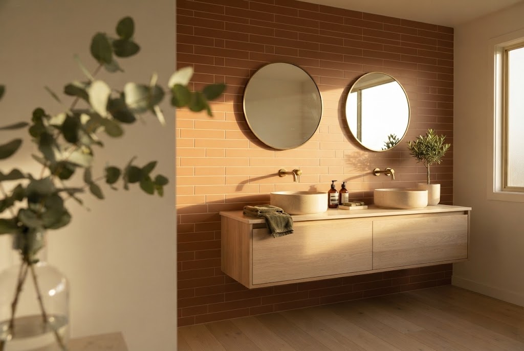 Cotto tile in a bathroom (illustration)