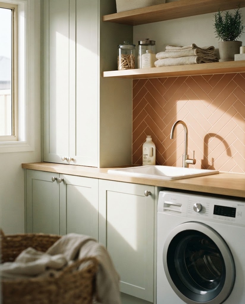 Cotto tile in a laundry (illustration)