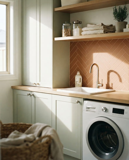 Cotto tile in a laundry (illustration)