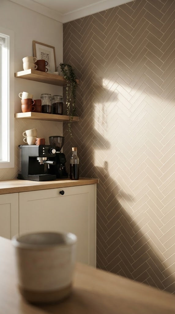 Hessian tile in a kitchen (illustration)
