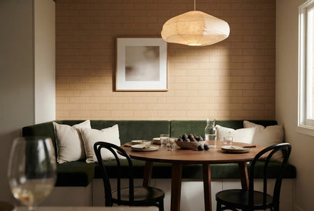 Adobe tile in a dining nook (illustration)