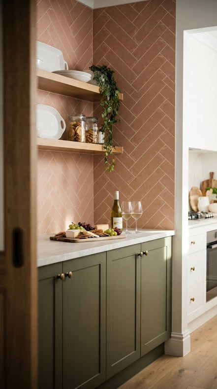 Terra Rosa tile in a kitchen (illustration)
